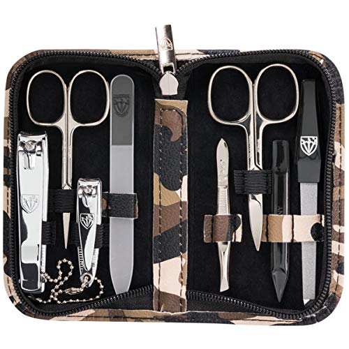 3 Swords Germany - brand quality 8 piece manicure pedicure grooming kit set for professional finger & toe nail care scissors clipper fashion leather case in gift box, Made in Solingen Germany (00743)