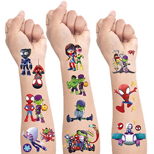 8 Sheets Spidey And His Amazing Friends Tattoos Spider Birthday Party Supplies Favors Decorations Cute Fake Tattoos Stickers Spider Party Decorations