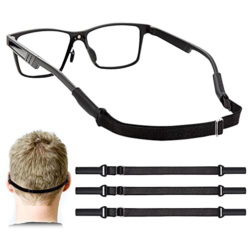 Adjustable Glasses Straps - 3 Pcs No Tail Adjustable Eyewear Retainer Glasse Strap for Men's Glasses Straps, Kids' Glasses Straps, Women's Glasses Straps, Sunglasses Straps (Black)