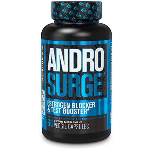 Androsurge Estrogen Blocker for Men - Natural Testosterone Booster for Men & Anti Estrogen Aromatase Inhibitor - Test Booster, Muscle Builder for Men - DIM Long Jack & More, 60 Veggie Pills