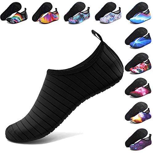 ANLUKE Water Shoes Barefoot Aqua Yoga Socks Quick-Dry Beach Swim Surf Shoes for Women Men Black/Solid 36/37