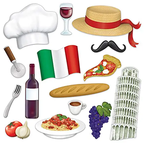 Beistle 53534 Italian Themed Funny Photo Booth Fun Signs Decoration, Multicolor, 15 Ct.