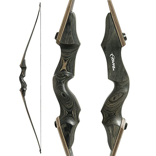 Black Hunter Archery Takedown Bow Longbow American Longbow Adult Right Hand Hunting Wood Bow 60",30-60lbs Target Practice