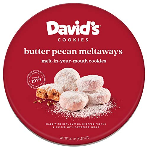 David’s Cookies Gourmet Butter Pecan Meltaway Cookies Gift Basket – 32oz Butter Cookies with Crunchy Pecans and Powdered Sugar – All-Natural Ingredients – Kosher Recipe – Ideal Gift for Corporate Birthday Fathers Mothers Day Get Well and Other Special Occasions