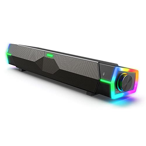 Fishcovers Computer Speakers with Microphone, Dynamic RGB Computer Sound Bar, Bluetooth & USB Powered PC Speakers, HiFi Stereo Gaming Speakers for Desktop