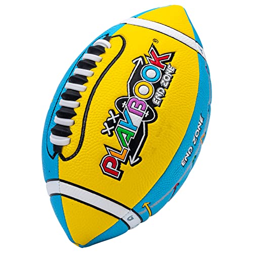 Franklin Sports Ryan's World Mini Football - Playbook Mini Football for Kids - Extra Grip Laces - Play Diagrams Included - Perfect First Football - Blue/Yellow