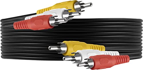 GE Composite Audio/ Video Cable, 6 ft. RCA Style Plugs 3-Male to 3-Male, Low Loss, for TV, VCR, DVD, Satellite, and Home Theater Receivers, 23216