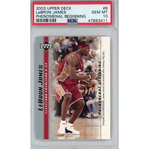Graded 2003-04 Upper Deck UD LeBron James #8 Phenomenal Beginning Rookie RC Basketball Card PSA 10 Gem Mint