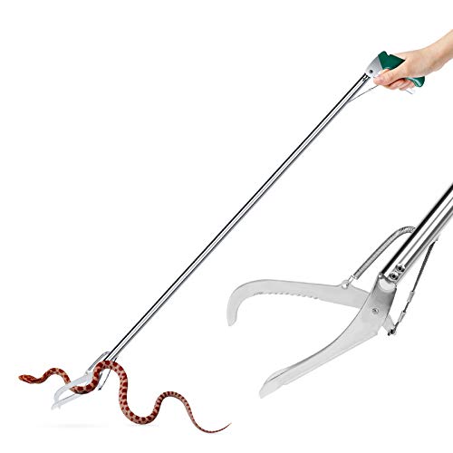 GYORGKSHI 52" Extra Long Snake Tongs Reptile Grabber Catcher, Stainless Steel & Wide Jaw Pick-up Handling Tool