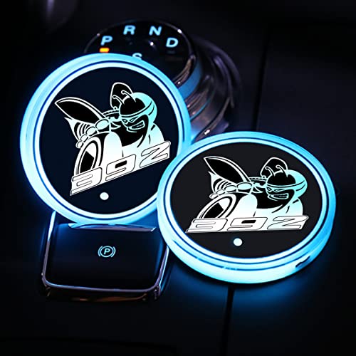 ICECTR Scat Pack 392 Led Cup Holder Lights Insert Coaster 2PCS Waterproof LED Coaster Lights Cup Pad for Dodge Challenger Charger Scat Pack Accessories, White