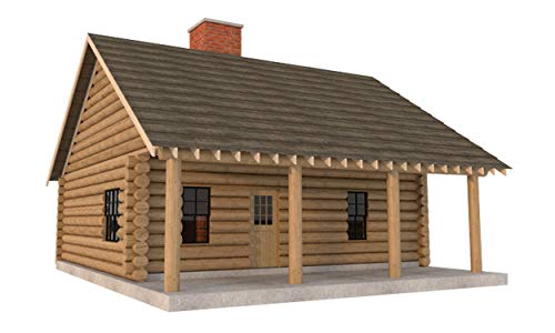 IE Log Cabin House Plans DIY 2 Bedroom Vacation Home 840 sqft Build Your Own