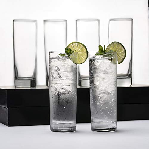 LEMONSODA Premium Highball Glass Set - Elegant Tom Collins Glasses Set of 6 - 12oz Tall Drinking Water Glasses - Bar Glassware for Mojito, Whiskey, Cocktail - Crystal High Ball Glass Drink Tumblers