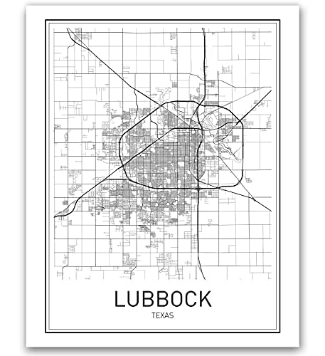 Lubbock Poster Lubbock Map of Lubbock City Map Posters Modern Map Art City Prints Lubbock Texas Minimal Print Map Poster City Poster City Map Wall Art Minimalist Posters 8x10