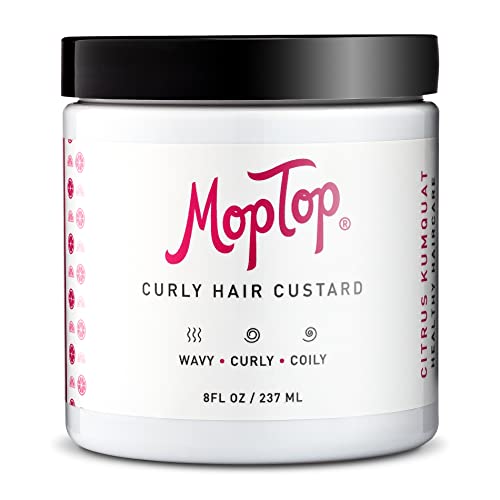 MopTop Curly Hair Custard Gel for Fine, Thick, Wavy, Curly & Kinky-Coily Natural hair, Anti Frizz Curl Moisturizer, Definer & Lightweight Curl Activator w/ Aloe, great for Dry Hair, 8oz.