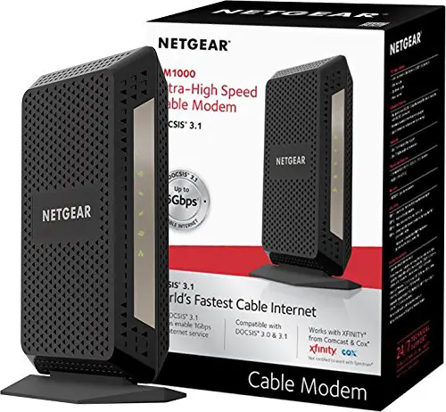 NETGEAR Cable Modem DOCSIS 3.1 (CM1000) Gigabit Modem, Compatible with All Major Cable Providers Including Xfinity, Spectrum, Cox, For Cable Plans Up to 1 Gbps