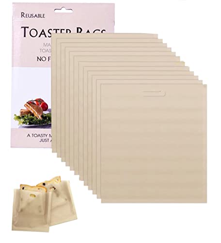 Non-Stick Toaster Bags,6.3 * 7.1in,Easy to Clean and Reusable,Perfect for Grilled Cheese,Chicken,toasted Sandwiches et. (12)