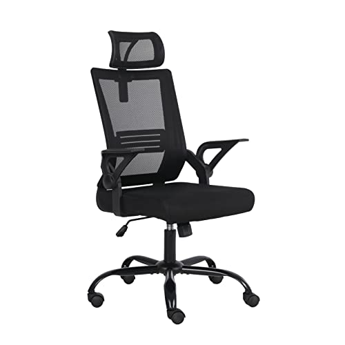 OFICS Mesh Office Chair, Big and Tall Ergonomic Home Office Desk Chairs with Wheels and Arms Swivel Rolling Chair for Adults Comfortable Computer Chair Teacher Task Chair for Conference Room,Black