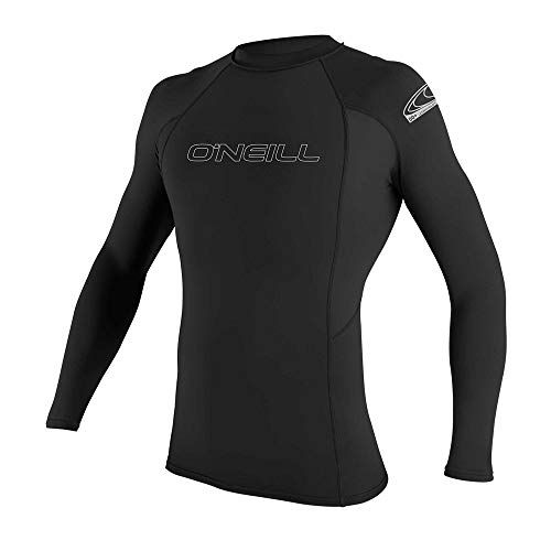 O'Neill Wetsuits Men's Basic Skins UPF 50+ Long Sleeve Rash Guard, Black, Large