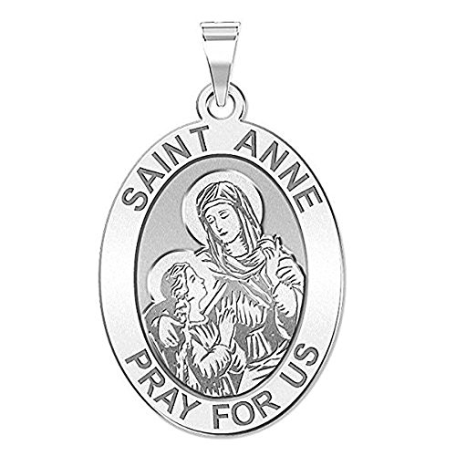 PicturesOnGold.com Saint Anne Religious Medal - 2/3 X 3/4 Inch Size of Nickel, Sterling Silver