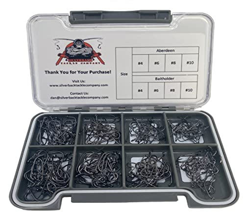 Silverback Tackle Company - 240PC Panfish / Crappie Hook Assortment (Aberdeen & Baitholder Hooks) - Assortment Great for Panfish, Crappie, Perch, Bass, Trout and More!!