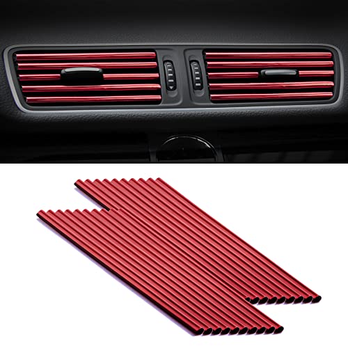 SINGARO 20 Pieces Car Air Conditioner Air Outlet Decorative Strips, Bendable DIY Decorative Strips, Universal for Most Air Outlets, Car Interior Accessories (Red)