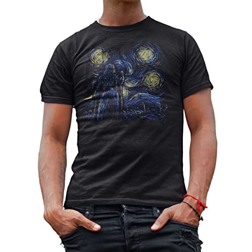 STAR WARS Starry Vader Van Gogh Starwars T-Shirt for Men Adult Graphic Tshirt Men's Tee Gift Merch Women Apparel Clothes Stuff Novelty Vintage (Black, Large)