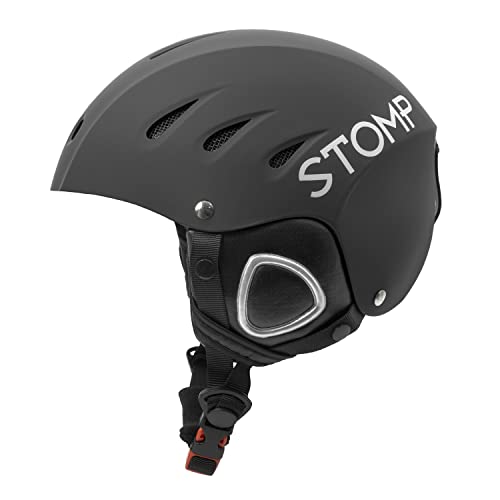 STOMP Ski & Snowboarding Snow Sports Helmet with Build-in Pocket in Ear Pads for Wireless Drop-in Headphone (Matte Black, Large)