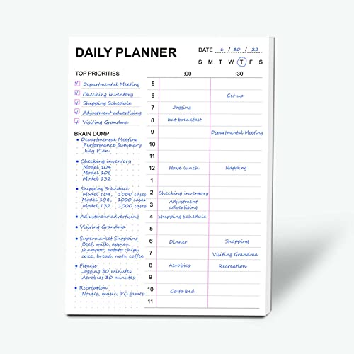 Tiankool To Do List Notepad - Daily To Do List with Priorities, Hourly Scheduler and Notes - Daily Planner Notepad for Work, Study, Appointments, 60 Tear Off Sheets Planning Pad, 7x10 Inch
