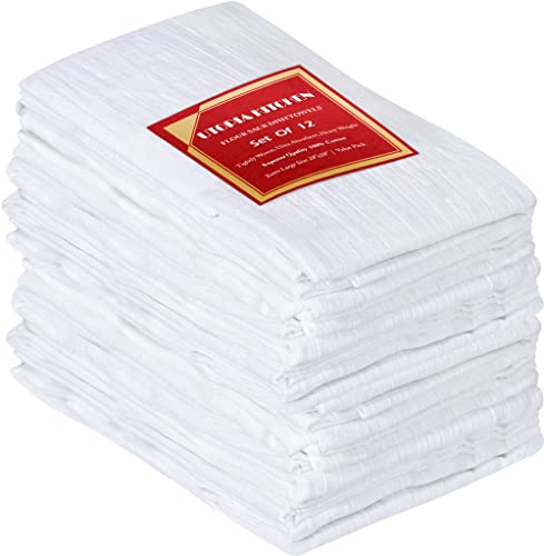 Utopia Kitchen [12 Pack] Flour Sack Tea Towels, 28" x 28" Ring Spun 100% Cotton Dish Cloths - Machine Washable - for Cleaning & Drying - White