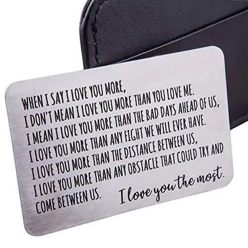Wallet Insert Card Gifts For Men Husband From Wife Girlfriend Boyfriend Birthday Gifts Metal Mini Love Note Valentine Wedding Gifts For Groom Bride Him Her Deployment Gifts