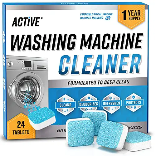 Washing Machine Cleaner Descaler 24 Pack - Deep Cleaning Tablets For HE Front Loader & Top Load Washer, Septic Safe Eco-Friendly Deodorizer, Clean Inside Drum And Laundry Tub Seal - 12 Month Supply