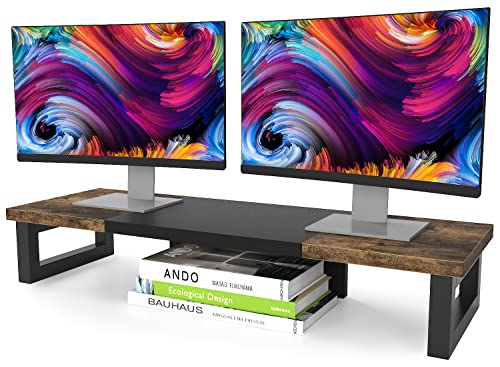 WESTREE Dual Monitor Stand Riser-Monitor Stand Riser for 2 Monitors, Sturdy Computer Monitor Stand, Multi-Purpose Desktop Storage Stand for Computer,Laptop,Printer,TV
