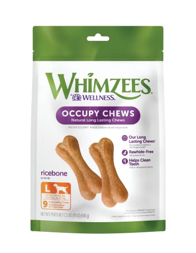 WHIMZEES Natural Daily Dental Long Lasting Dog Treats, Rice Bone, Medium, Bag of 9