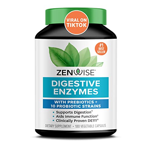 Zenwise Probiotic Digestive Multi Enzymes, Probiotics for Digestive Health, Bloating Relief for Women and Men, Enzymes for Digestion with Prebiotics and Probiotics for Gut Health - 180 Count